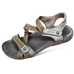 TAOS Genuine Leather Vintage Sandals Flats Criss Cross Straps MADE IN SPAIN